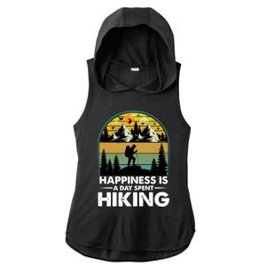 Happiness Is A Day Spent Hiking Scenic Views Gift Ladies PosiCharge Tri-Blend Wicking Draft Hoodie Tank