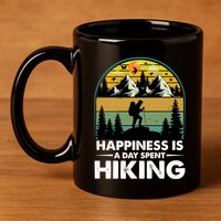 Happiness Is A Day Spent Hiking Scenic Views Gift 11oz C Handle Ceramic Mug