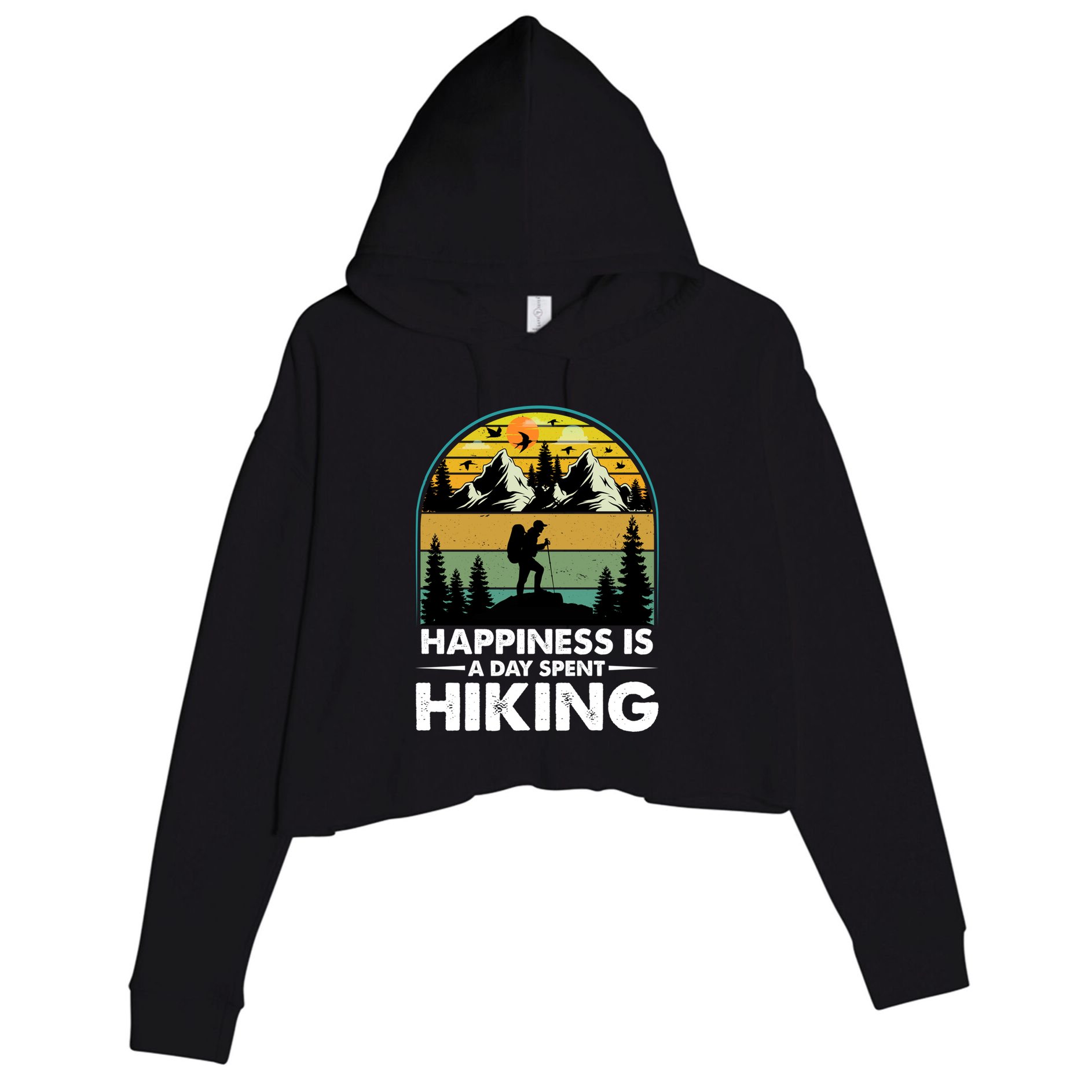 Happiness Is A Day Spent Hiking Scenic Views Gift Crop Fleece Hoodie