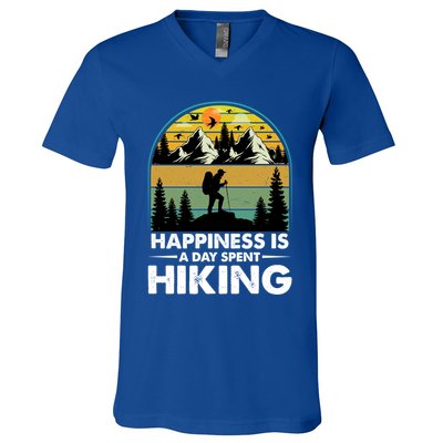 Happiness Is A Day Spent Hiking Scenic Views Gift V-Neck T-Shirt