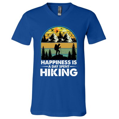 Happiness Is A Day Spent Hiking Scenic Views Gift V-Neck T-Shirt