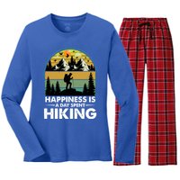 Happiness Is A Day Spent Hiking Scenic Views Gift Women's Long Sleeve Flannel Pajama Set 