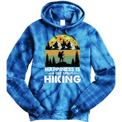 Happiness Is A Day Spent Hiking Scenic Views Gift Tie Dye Hoodie