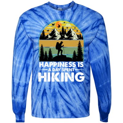 Happiness Is A Day Spent Hiking Scenic Views Gift Tie-Dye Long Sleeve Shirt