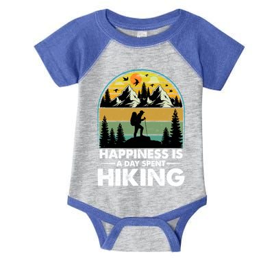 Happiness Is A Day Spent Hiking Scenic Views Gift Infant Baby Jersey Bodysuit