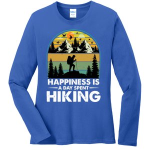 Happiness Is A Day Spent Hiking Scenic Views Gift Ladies Long Sleeve Shirt