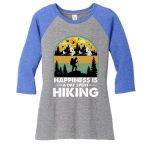 Happiness Is A Day Spent Hiking Scenic Views Gift Women's Tri-Blend 3/4-Sleeve Raglan Shirt