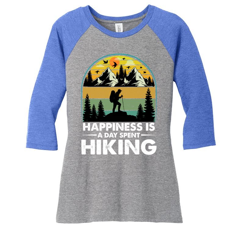 Happiness Is A Day Spent Hiking Scenic Views Gift Women's Tri-Blend 3/4-Sleeve Raglan Shirt