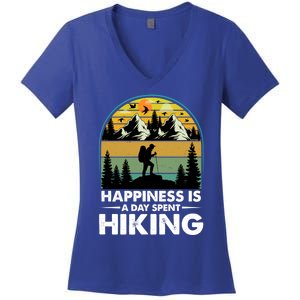 Happiness Is A Day Spent Hiking Scenic Views Gift Women's V-Neck T-Shirt