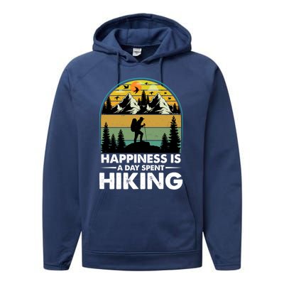 Happiness Is A Day Spent Hiking Scenic Views Gift Performance Fleece Hoodie