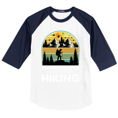 Happiness Is A Day Spent Hiking Scenic Views Gift Baseball Sleeve Shirt