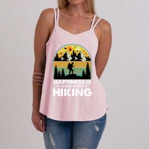 Happiness Is A Day Spent Hiking Scenic Views Gift Women's Strappy Tank