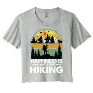 Happiness Is A Day Spent Hiking Scenic Views Gift Women's Crop Top Tee