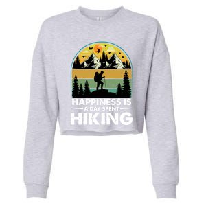 Happiness Is A Day Spent Hiking Scenic Views Gift Cropped Pullover Crew