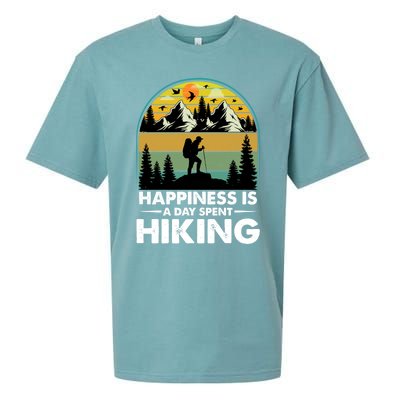 Happiness Is A Day Spent Hiking Scenic Views Gift Sueded Cloud Jersey T-Shirt