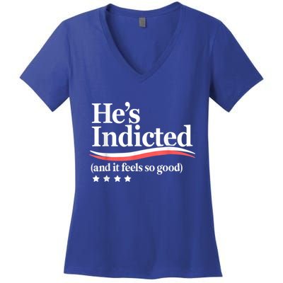 HeS Indicted And It Feels So Good Funny Trump Arrest Women's V-Neck T-Shirt