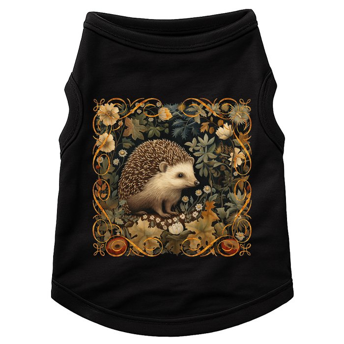 Hedgehog In A Forest William Morris Style Doggie Tank