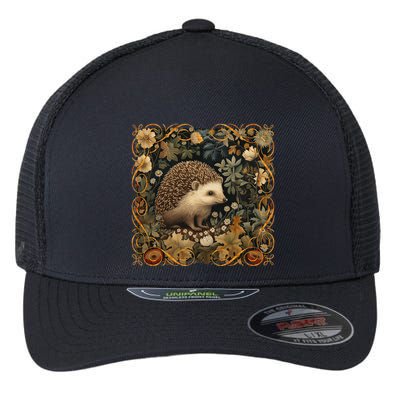 Hedgehog In A Forest William Morris Style Flexfit Unipanel Trucker Cap