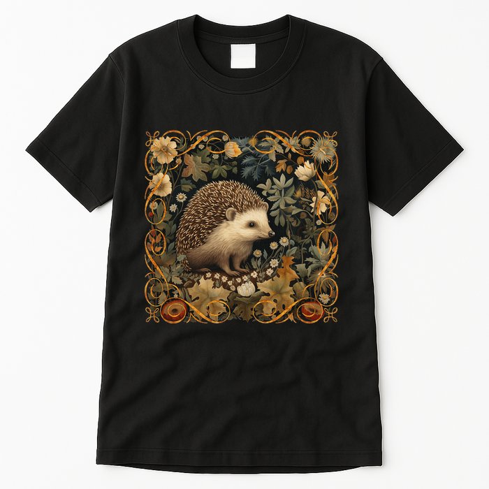Hedgehog In A Forest William Morris Style Tall T-Shirt