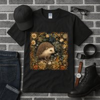 Hedgehog In A Forest William Morris Style Tall T-Shirt