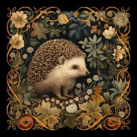 Hedgehog In A Forest William Morris Style Drawstring Bag