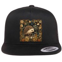 Hedgehog In A Forest William Morris Style Flat Bill Trucker Hat