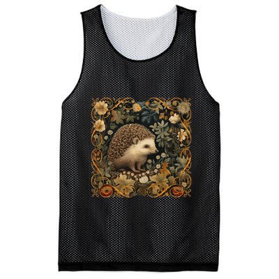 Hedgehog In A Forest William Morris Style Mesh Reversible Basketball Jersey Tank