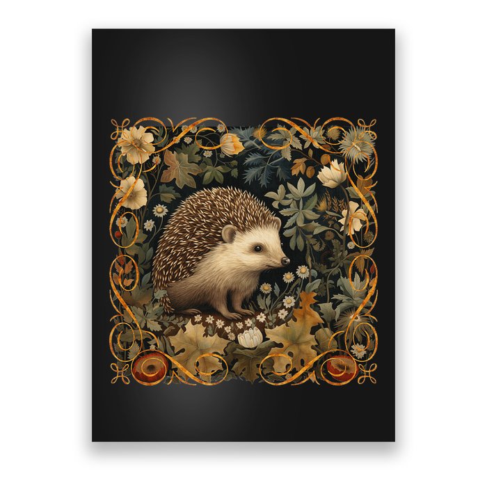 Hedgehog In A Forest William Morris Style Poster