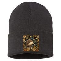 Hedgehog In A Forest William Morris Style Sustainable Knit Beanie
