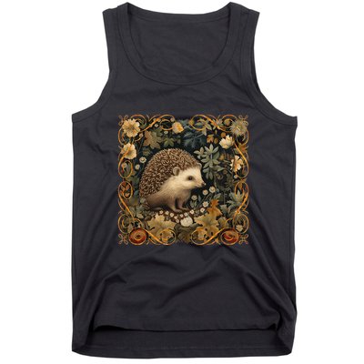 Hedgehog In A Forest William Morris Style Tank Top