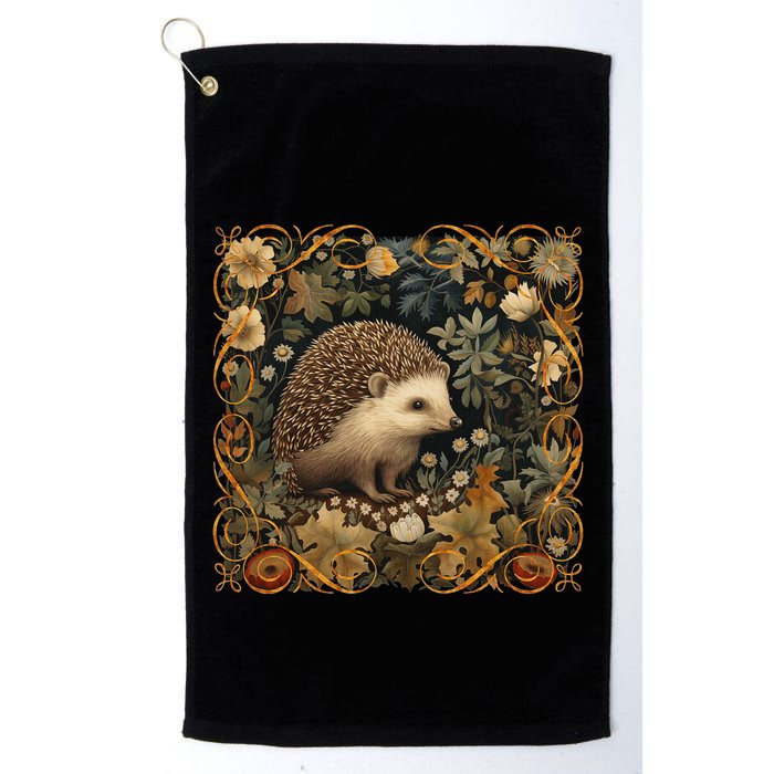 Hedgehog In A Forest William Morris Style Golf Towel