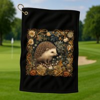 Hedgehog In A Forest William Morris Style Golf Towel