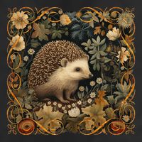Hedgehog In A Forest William Morris Style Golf Towel