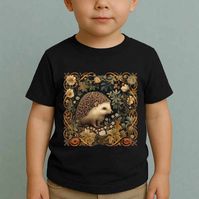 Hedgehog In A Forest William Morris Style Toddler T-Shirt