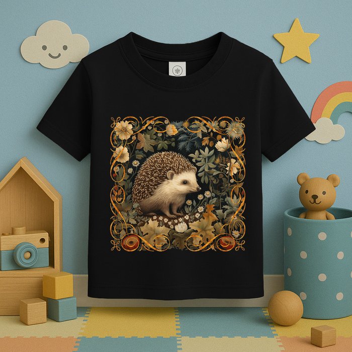 Hedgehog In A Forest William Morris Style Toddler T-Shirt