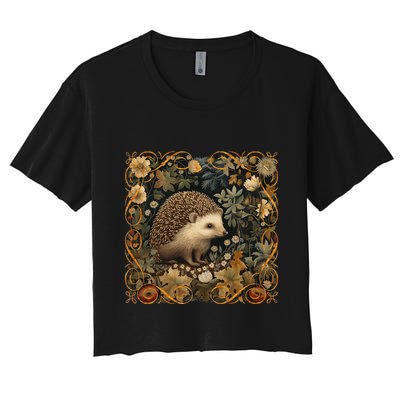 Hedgehog In A Forest William Morris Style Crop Top