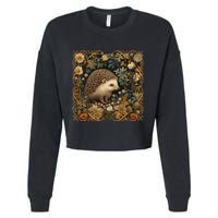 Hedgehog In A Forest William Morris Style Cropped Pullover Crew