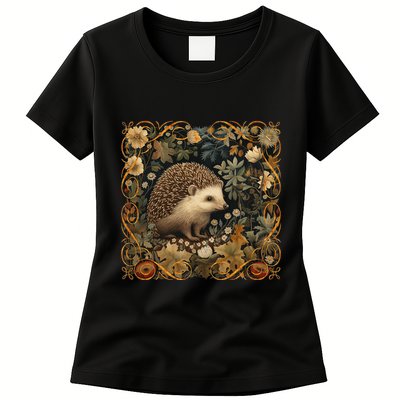 Hedgehog In A Forest William Morris Style Womens T-Shirt