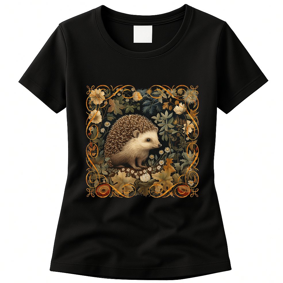 Hedgehog In A Forest William Morris Style Womens T-Shirt
