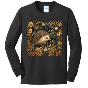 Hedgehog In A Forest William Morris Style Kids Long Sleeve Shirt