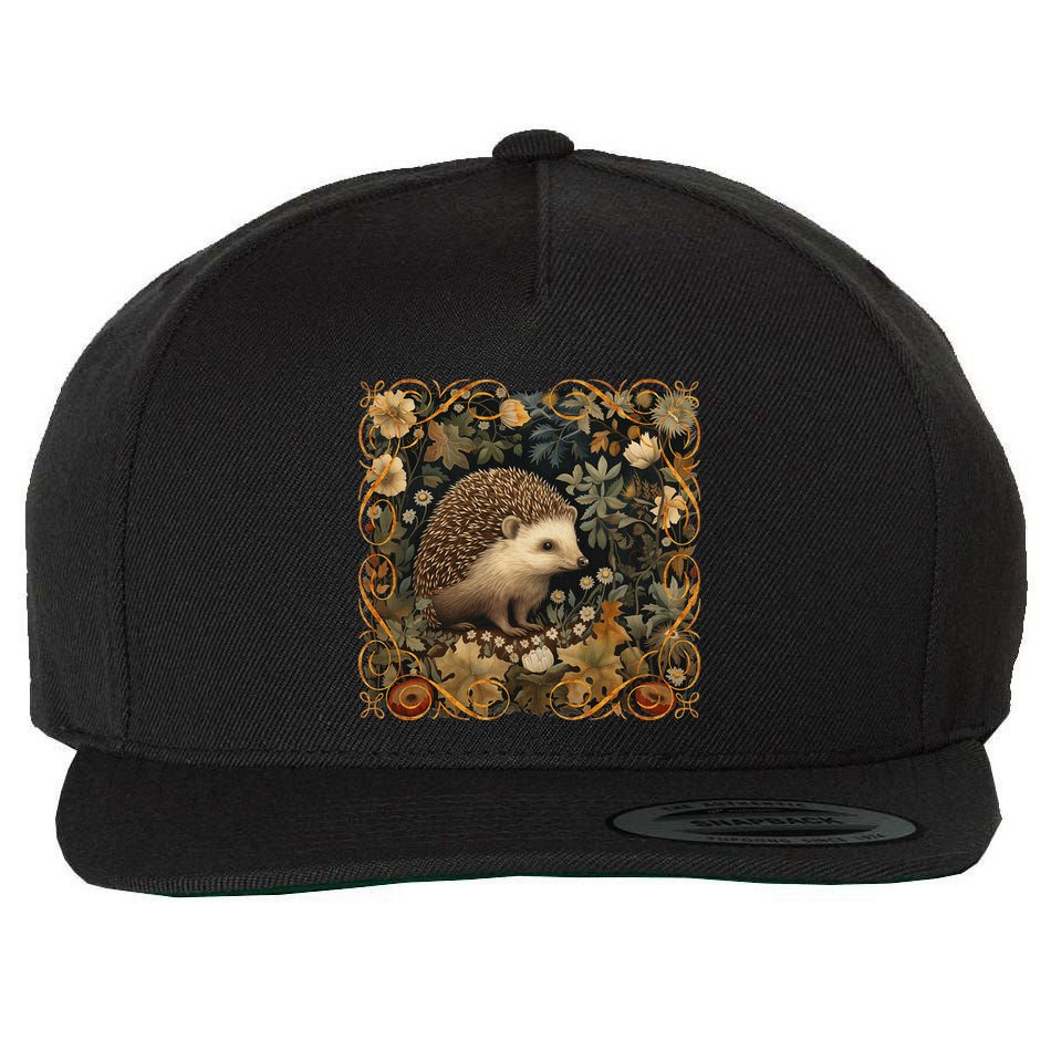 Hedgehog In A Forest William Morris Style Wool Snapback Cap