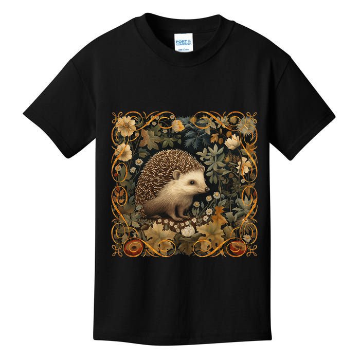 Hedgehog In A Forest William Morris Style Kids T-Shirt