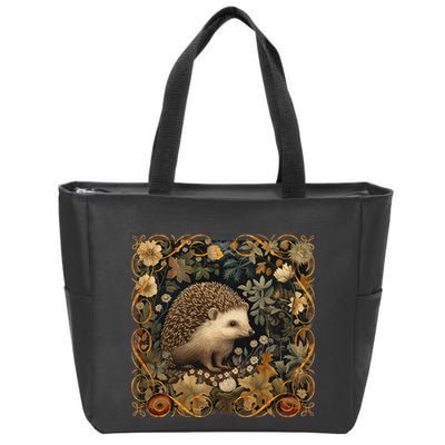 Hedgehog In A Forest William Morris Style Zip Tote Bag