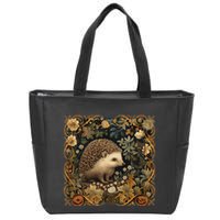 Hedgehog In A Forest William Morris Style Zip Tote Bag