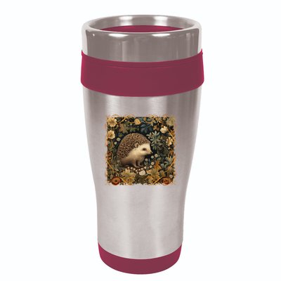 Hedgehog In A Forest William Morris Style 16oz Travel Tumbler