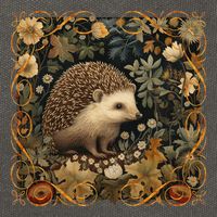 Hedgehog In A Forest William Morris Style Cotton Canvas Backpack
