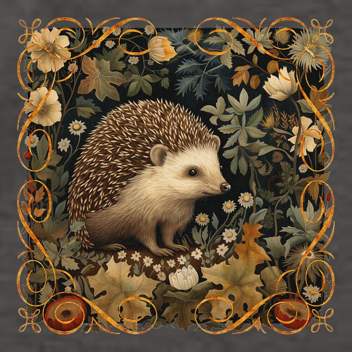 Hedgehog In A Forest William Morris Style Vector Backpack