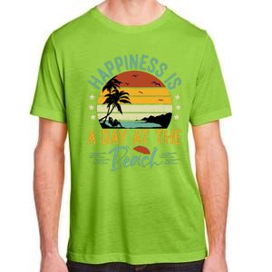 Happiness Is A Day At The Beach Funny Retro Sunset Summer Vibes Adult ChromaSoft Performance T-Shirt