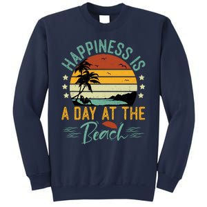 Happiness Is A Day At The Beach Funny Retro Sunset Summer Vibes Sweatshirt