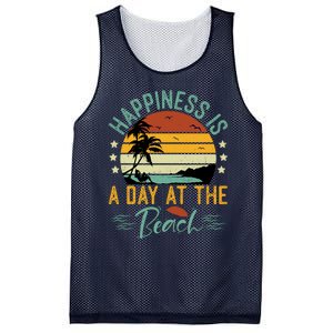 Happiness Is A Day At The Beach Funny Retro Sunset Summer Vibes Mesh Reversible Basketball Jersey Tank